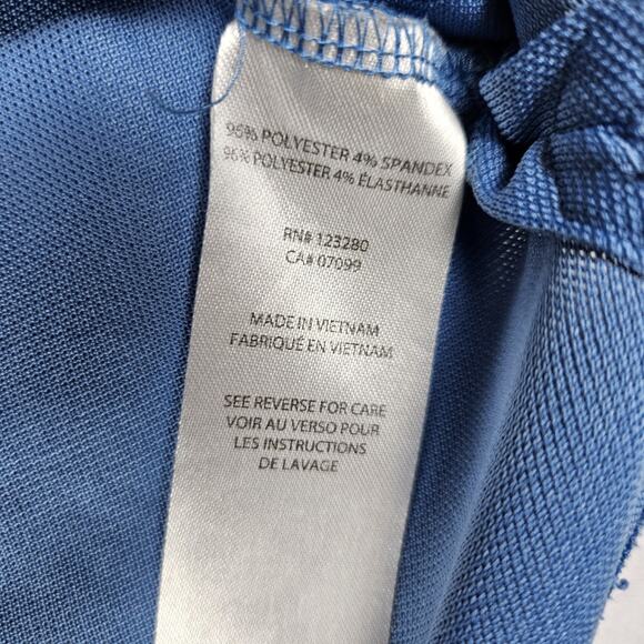 Travis Mathew Cabana Golf Polo Mens M Chest Stripe Logo Blue Casual Performance - Picture 10 of 14